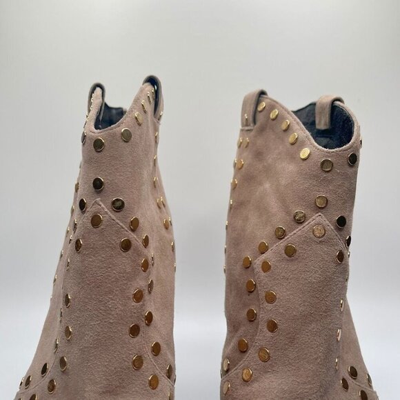 LOLA CRUZ PHOENIX TAUPE GREY STUDDED STILETTO HEELS POINTED TOE BOOTIES - 40 (9) - Picture 6 of 12
